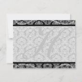 Monogramme noir Damask Paisley Mariage Merci (Dos)