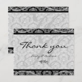 Monogramme noir Damask Paisley Mariage Merci (Devant / Derrière)