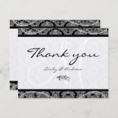 Monogramme noir Damask Paisley Mariage Merci (Devant / Derrière)