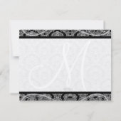 Monogramme noir Damask Paisley Mariage Merci (Dos)