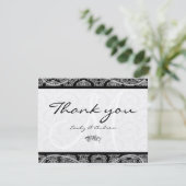 Monogramme noir Damask Paisley Mariage Merci (Debout devant)