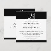 Monogramme noir de luxe Faire-part de mariage init (Devant / Derrière)