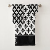Monogramme noir de White Fleur De Lis Pattern (En situation)