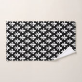 Monogramme noir de White Fleur De Lis Pattern (Serviette à main)