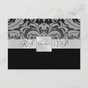 Monogramme noir Demi Damas RSVP Réponse Invitation