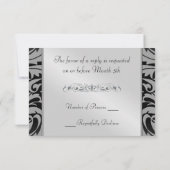 Monogramme noir Demi Damas RSVP Réponse Invitation (Dos)