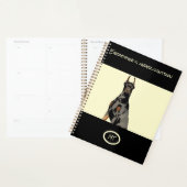 monogramme noir Doberman Pincher noir (Devant avec enveloppe)