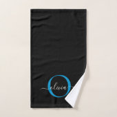 Monogramme noir élégant moderne Nom du script (Serviette à main)