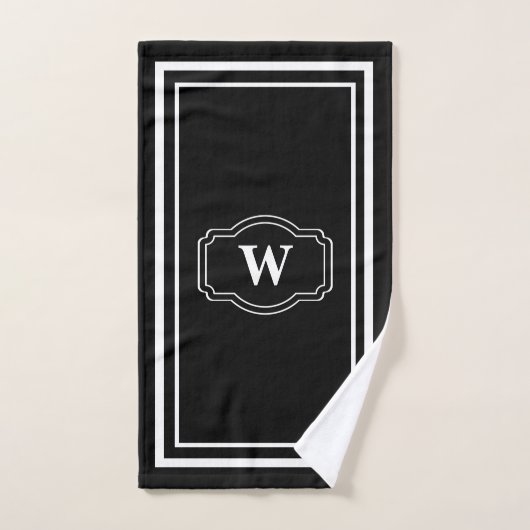 Monogramme noir et blanc chic moderne (Serviette à main)