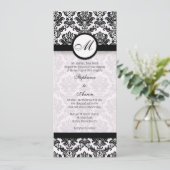 Monogramme noir et blanc Damas Faire-part de maria (Debout devant)