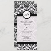 Monogramme noir et blanc Damas Faire-part de maria (Devant / Derrière)