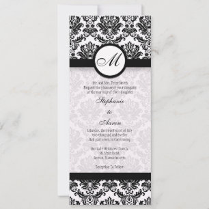 Monogramme noir et blanc Damas Faire-part de maria