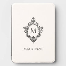 Monogramme noir et blanc dans un blason vintage