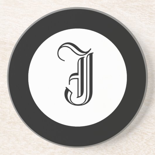 Monogramme noir et blanc Dessous de verre personna (Devant)