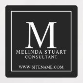 Monogramme noir et blanc élégant Étiquettes d'affa (Design 2)