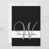 Monogramme noir et blanc Mariage Invitation initia (Devant)