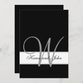 Monogramme noir et blanc Mariage Invitation initia (Devant / Derrière)