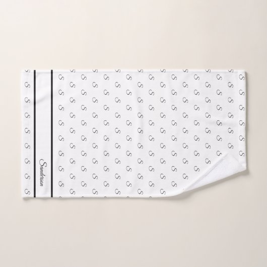 Monogramme noir et blanc moderne (Serviette à main)