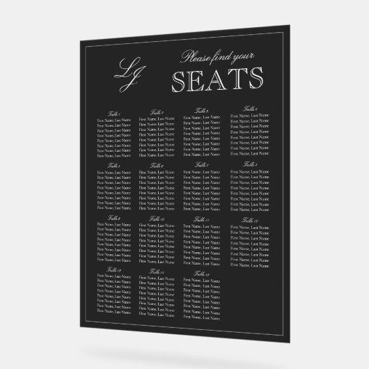 Monogramme noir et blanc moderne Mariage de script (Angle)