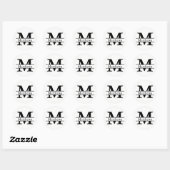 Monogramme noir et blanc Nom - Sticker circulaire (Feuille)