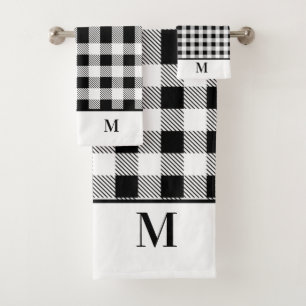 Monogramme noir et blanc Plaid de buffle