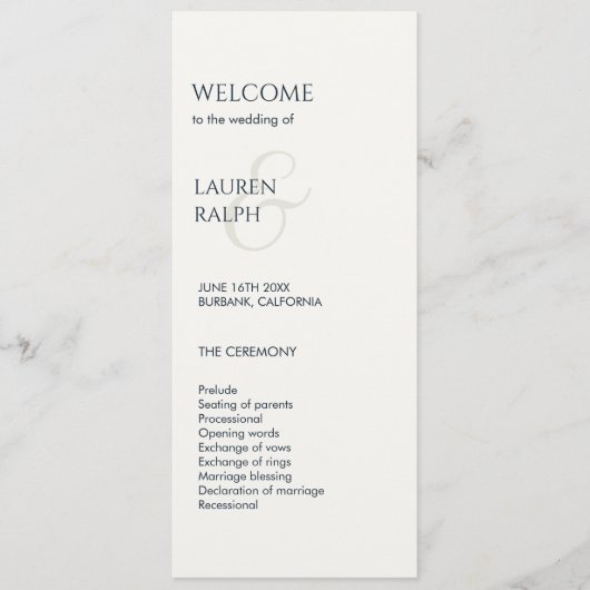 Monogramme noir et blanc Programme de mariage de b (Devant)