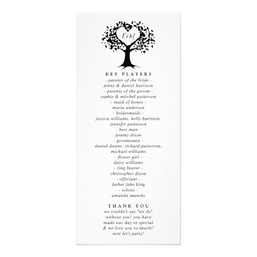 Monogramme noir et blanc Programme de mariage de l (Dos)