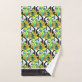 Monogramme noir et blanc Toucan Fleur tropicale (Serviette à main)