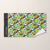 Monogramme noir et blanc Toucan Fleur tropicale (Serviette à main)
