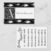 Monogramme Noir Et Blanc Une Carte D'Enregistremen (Devant / Derrière)