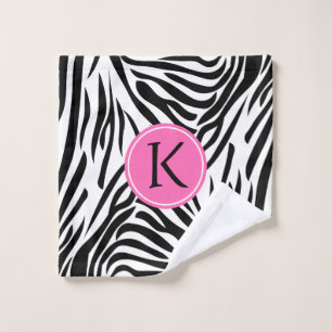 Monogramme noir et blanc Zèbre Impression avec ros