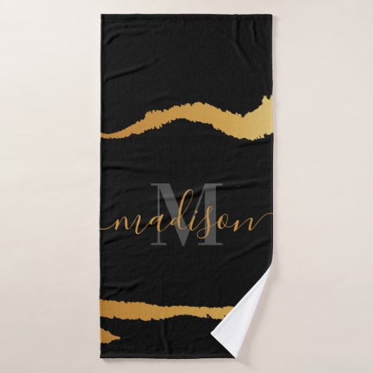 Monogramme noir et doré (Serviette de bain)