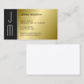Monogramme noir et or Carte de visite professionne (Devant / Derrière)