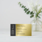 Monogramme noir et or Carte de visite professionne (Debout devant)