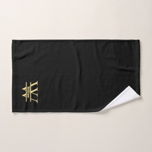 Monogramme noir et or | Écriture initiale élégante (Serviette à main)