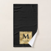 Monogramme noir et or Élégance Luxueuse (Serviette à main)
