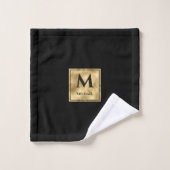 Monogramme noir et or Élégance Luxueuse (Gant de toilette)