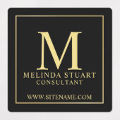 Monogramme noir et or Elegant Étiquettes d'affaire (Design 2)