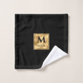 Monogramme noir et or Elégant luxe (Gant de toilette)