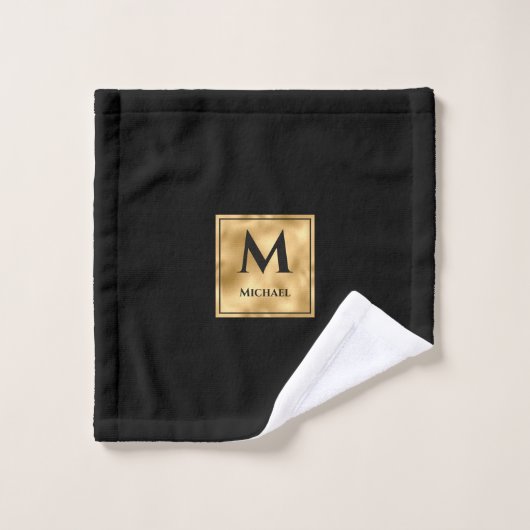 Monogramme noir et or Elégant luxe (Gant de toilette)
