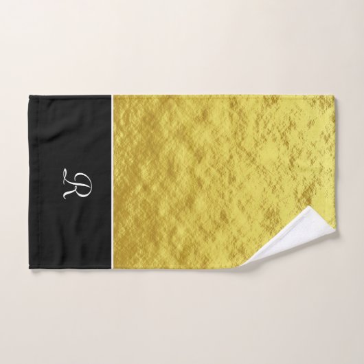 Monogramme noir et or initial   (Serviette à main)