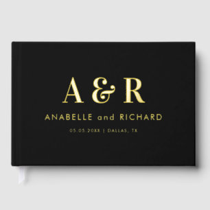 Monogramme noir et or minimaliste Mariage Foil
