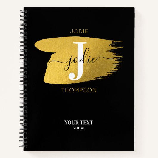 Monogramme noir et or moderne Carnet initial (Devant)