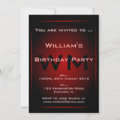 Monogramme noir et rouge brillant Invitation scien (Devant)