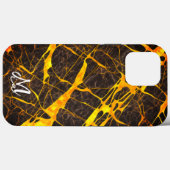 Monogramme Noir et yallow coque iphone13 pro max (Verso (horizontal))