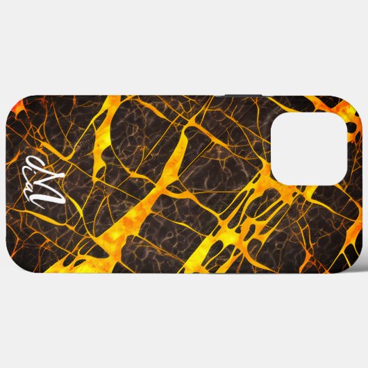 Monogramme Noir et yallow coque iphone13 pro max (Verso (horizontal))