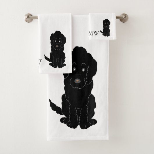 Monogramme Noir Goldendoodle Chien Design (En situation)