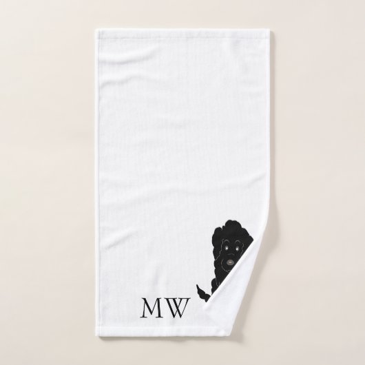 Monogramme Noir Goldendoodle Chien Design (Serviette à main)