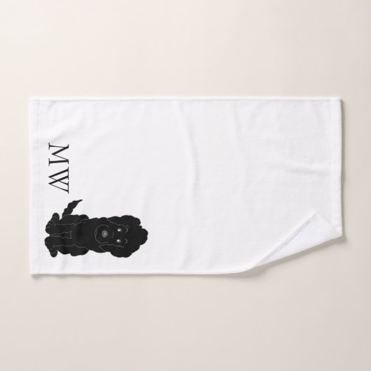 Monogramme Noir Goldendoodle Chien Design (Serviette à main)