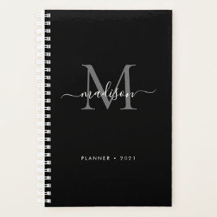 Monogramme noir gris argent fille Nom du script 20